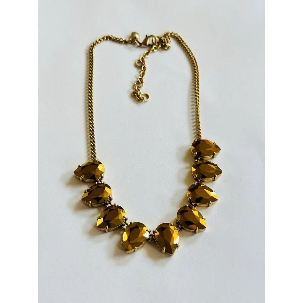 J. Crew Necklace‎ Crystal Rhinestone Teardrop Collar Gold jeweled Designer 20